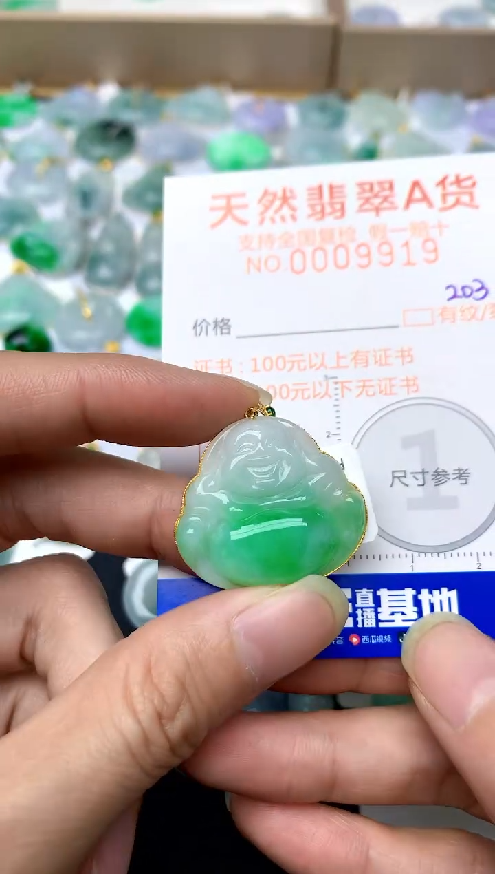 【闪购商品】翡翠颈饰18K金镶嵌203天然A货翡翠