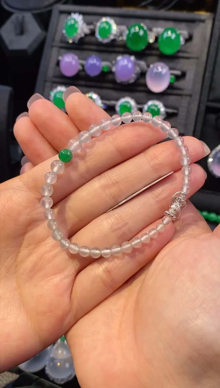 18K金镶嵌手链翡翠手串4041606