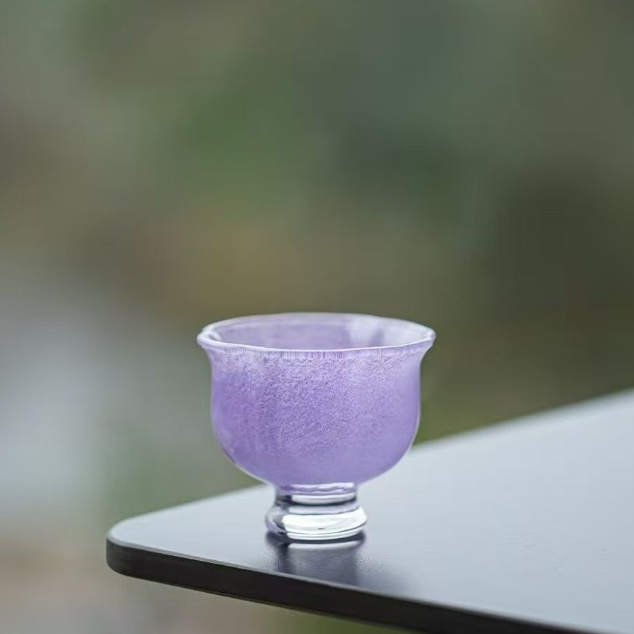 【时熙】高足花瓣琉璃主人杯女士精致茶杯高颜值功夫茶具个人品茗杯