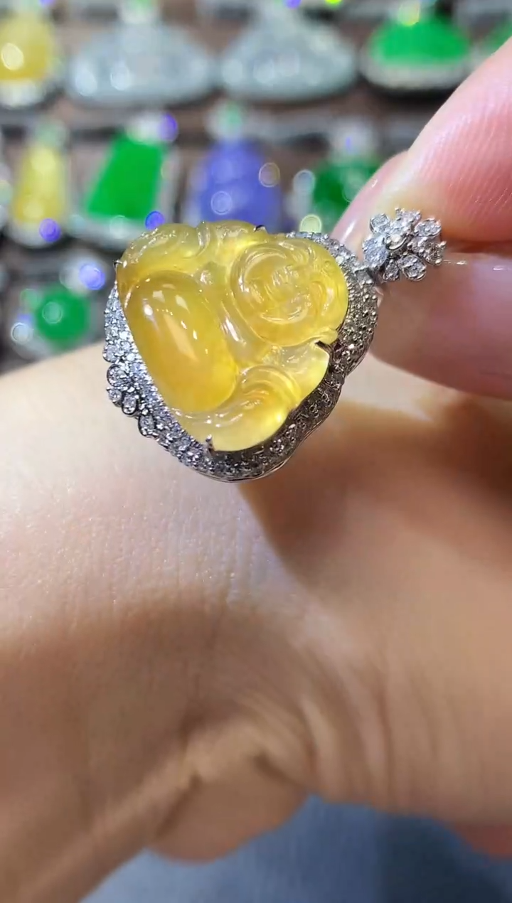 【闪购商品】翡翠吊坠(不含链)18K金镶嵌D32