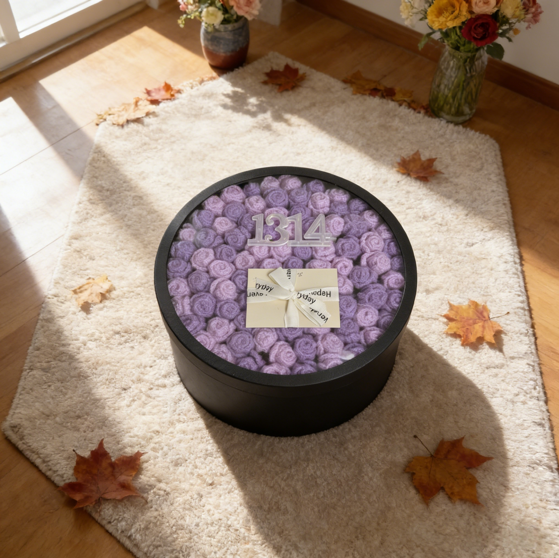 【纯紫毯双拼渐变花朵毯】花束手工编织实用送闺蜜女友生日礼物高端