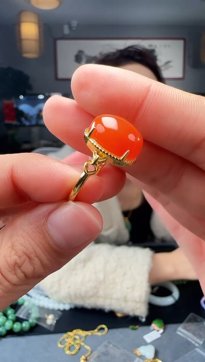 【闪购商品】南红玛瑙戒指银S925镶嵌1