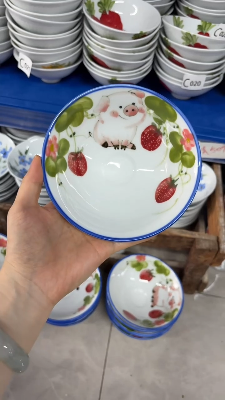 瓷片景德镇高温釉中彩-斗笠碗2