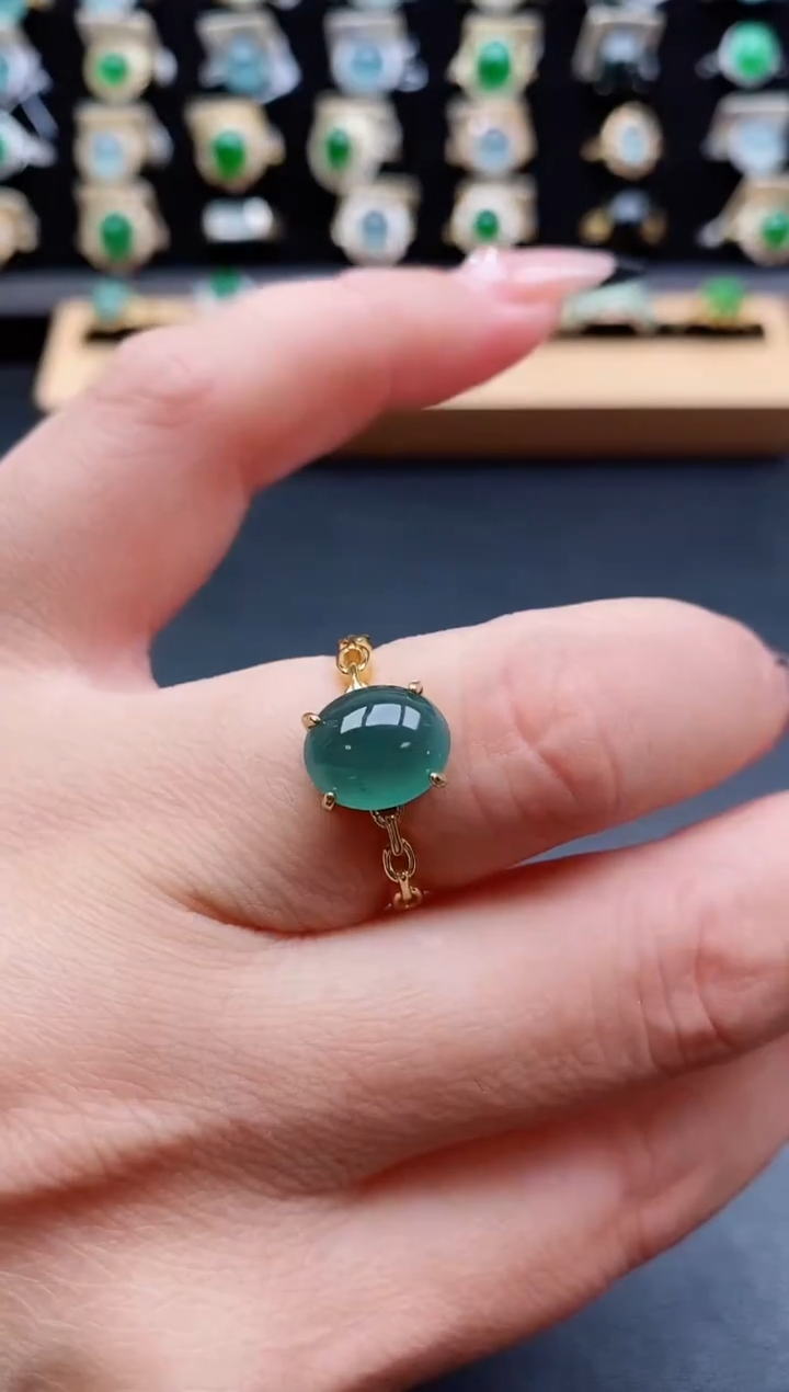 银S925镶嵌戒指翡翠1