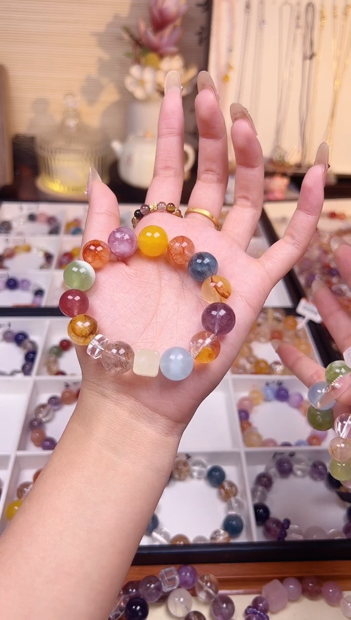 未镶嵌手串水晶大彩虹多宝