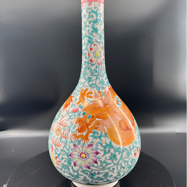 清乾隆青花斗彩龙穿花卉胆瓶一对sgbgc-2111722