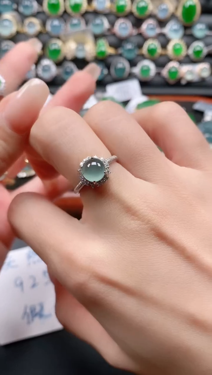 银S925镶嵌戒指翡翠11
