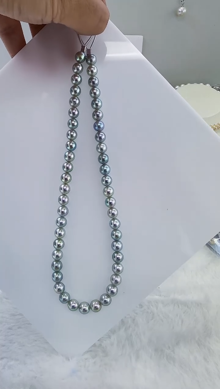 未镶嵌海水珍珠DA海水灰珠串链带大证8-9 ss926