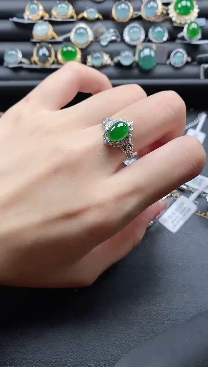 【闪购商品】翡翠戒指银S925镶嵌11111