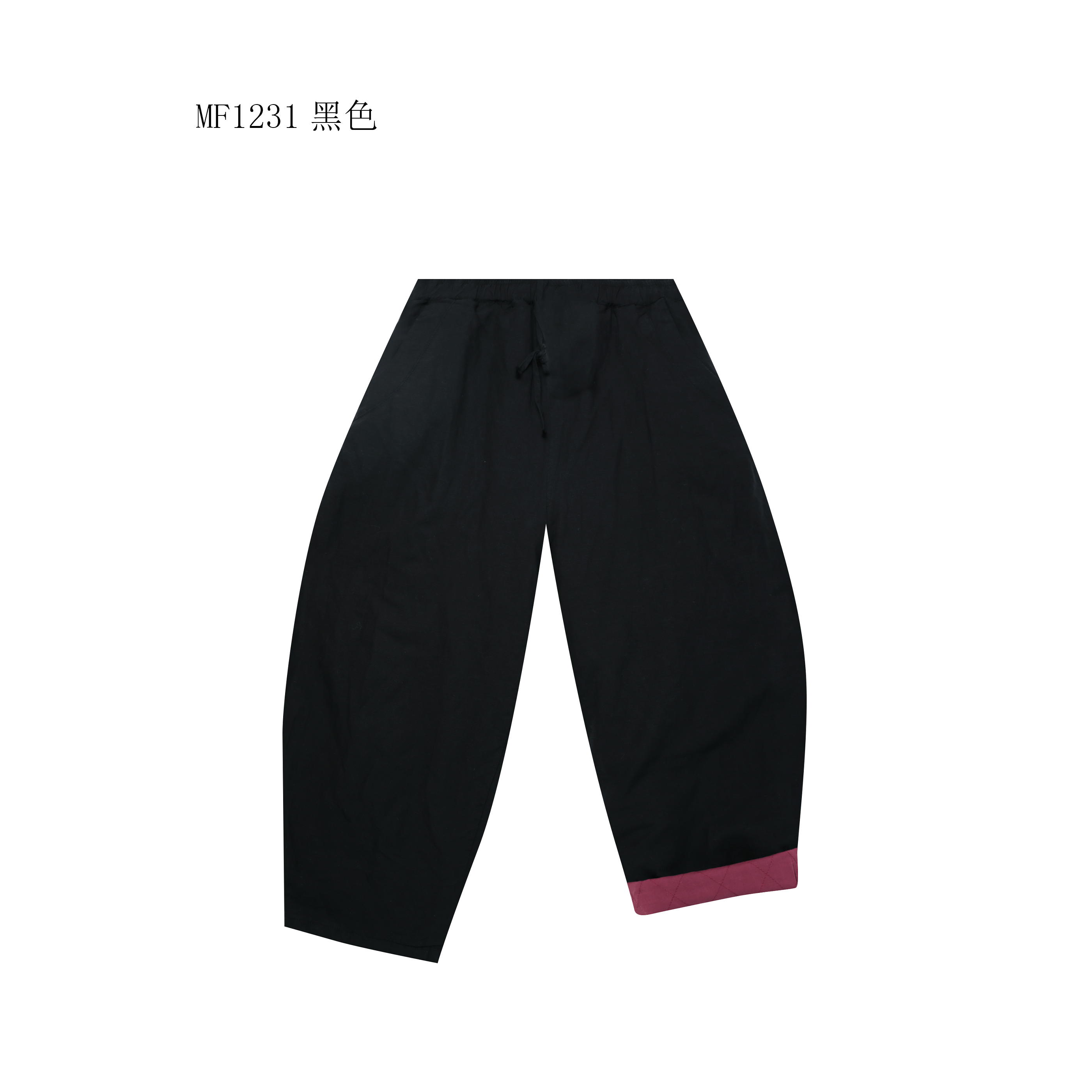 【麻訪家】MF1231黑色文艺复古宽松保暖休闲百搭加厚麻棉裤