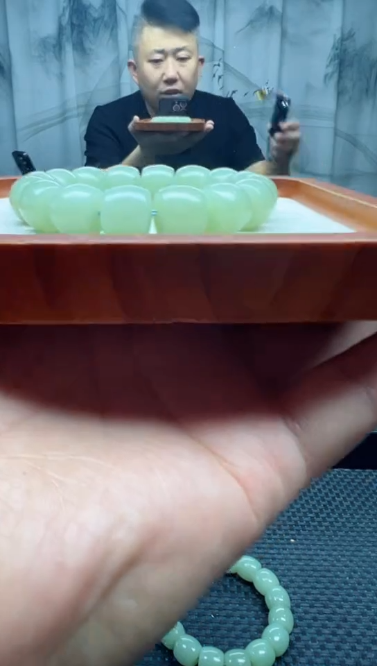 未镶嵌手串和田玉且末高清白直切卡14纯天然拍一发一