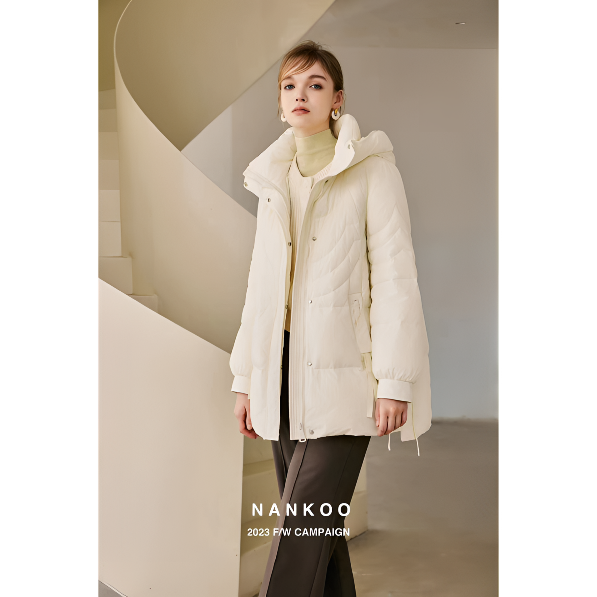 C1101款白鸭绒短款羽绒服时尚休闲女士连帽中长款保暖白鸭绒时尚