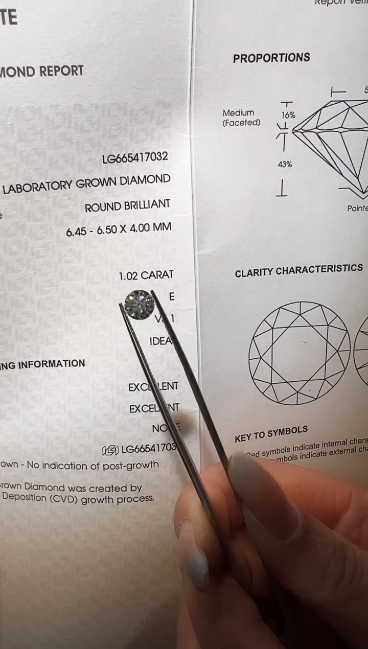 【闪购商品】实验室培育钻石裸石未镶嵌LG尾号7032 1.02ct
