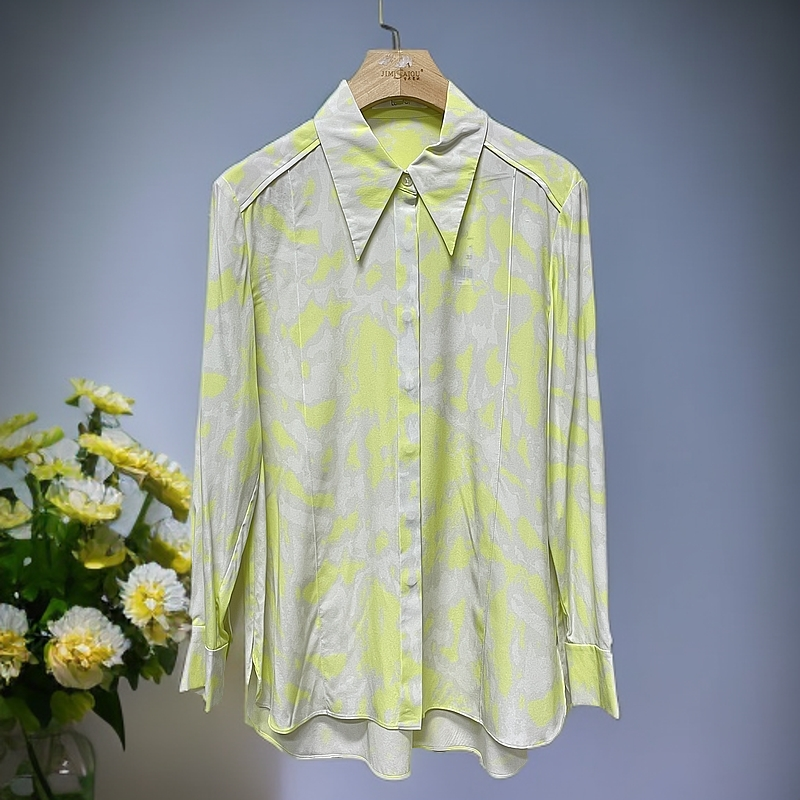 LR051 经典尖领晕染桑蚕丝长袖衬衫 LWL331C095