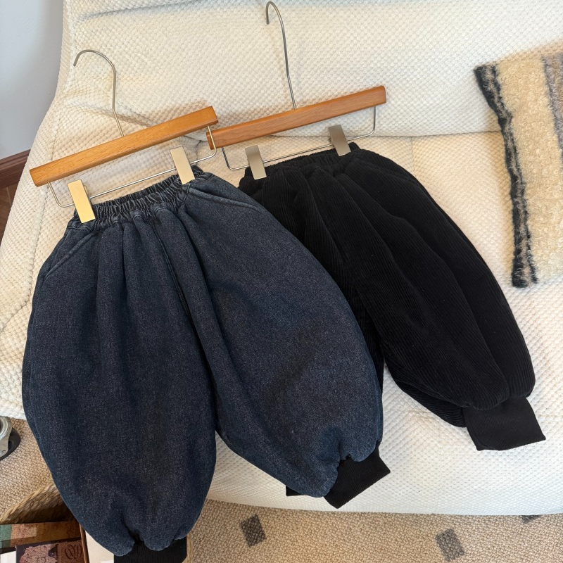 儿童冬款加绒休闲裤宝宝中性款韩版加厚一体绒保暖长裤FK113