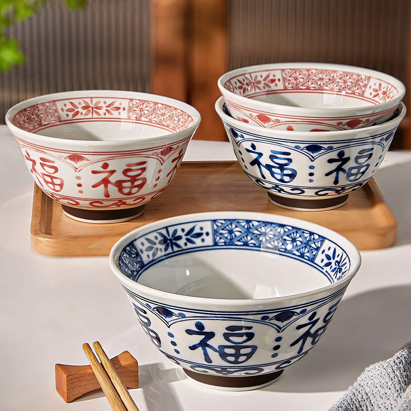 中式米饭碗家用2025新款高颜值福字碗陶瓷吃饭碗个人专用小碗餐具