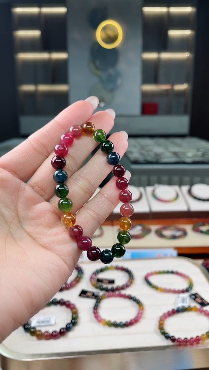 未镶嵌老矿碧玺单圈手串8mm+碧玺（多样性发一条）T