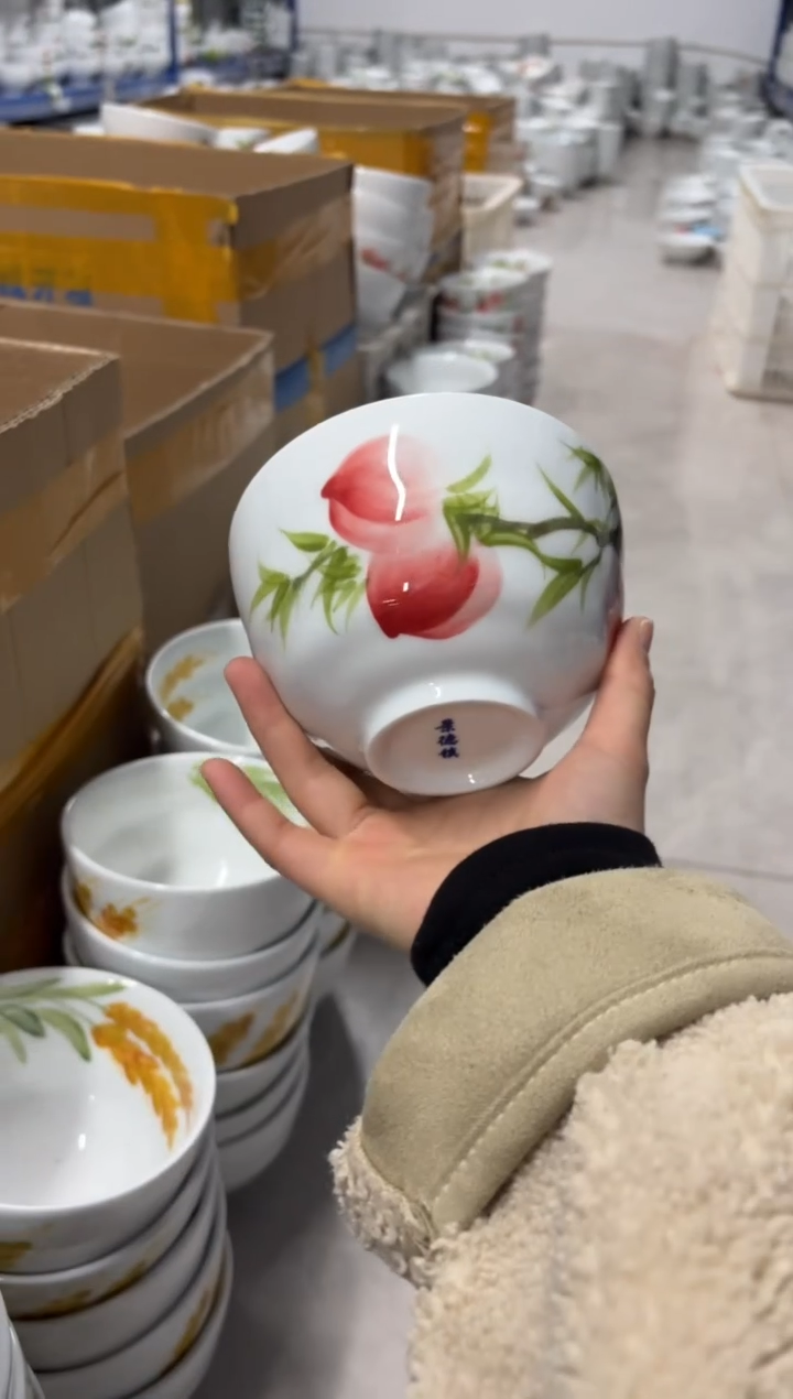 景德镇高温陶瓷食品级手绘釉中彩-墩墩碗