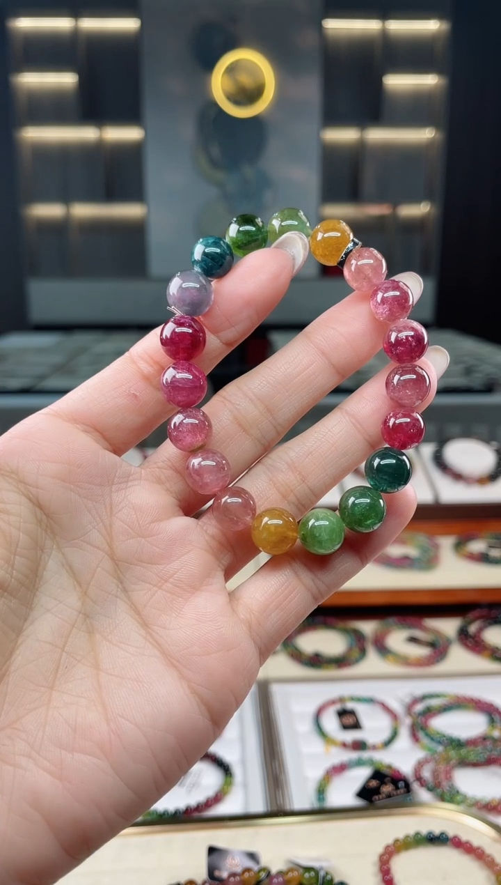 未镶嵌老矿碧玺彩虹单圈手串10mm+碧玺多样性发一条T