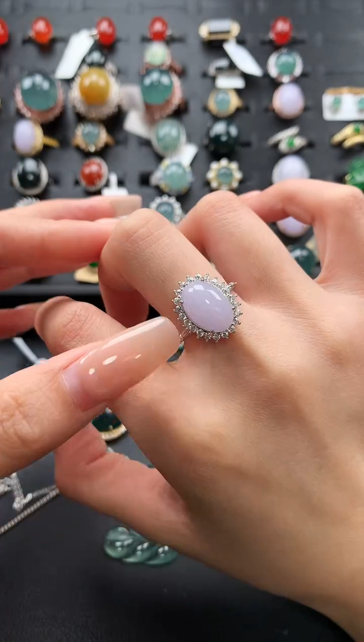 【闪购商品】翡翠戒指银S925镶嵌456345643