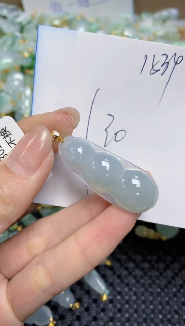 【闪购商品】翡翠颈饰18K金镶嵌天然缅甸A货翡翠