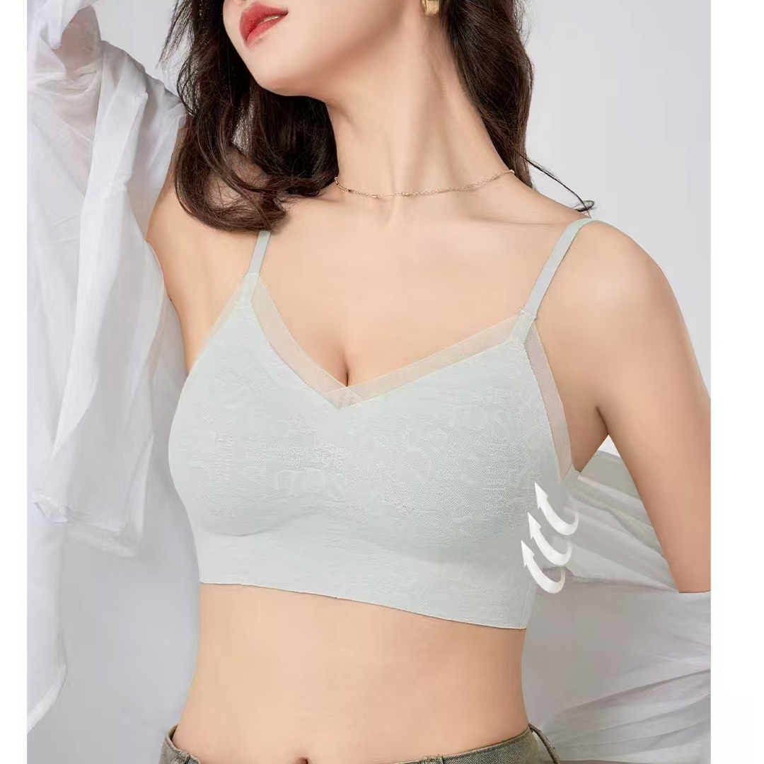 8899细肩带镂空美背软支撑上托透气网纱舒适夏季薄款运动内衣