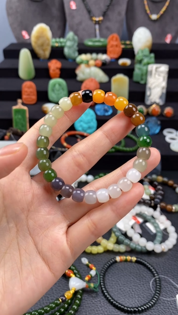 【闪购商品】和田玉-未镶嵌8mm多宝极致弧手串