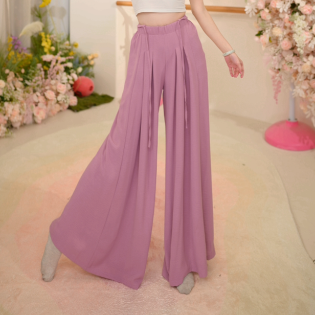 8141 D舞蹈裤对褶设计感腰绳宽松垂感长裤冰丝皱现代舞服跳舞练功