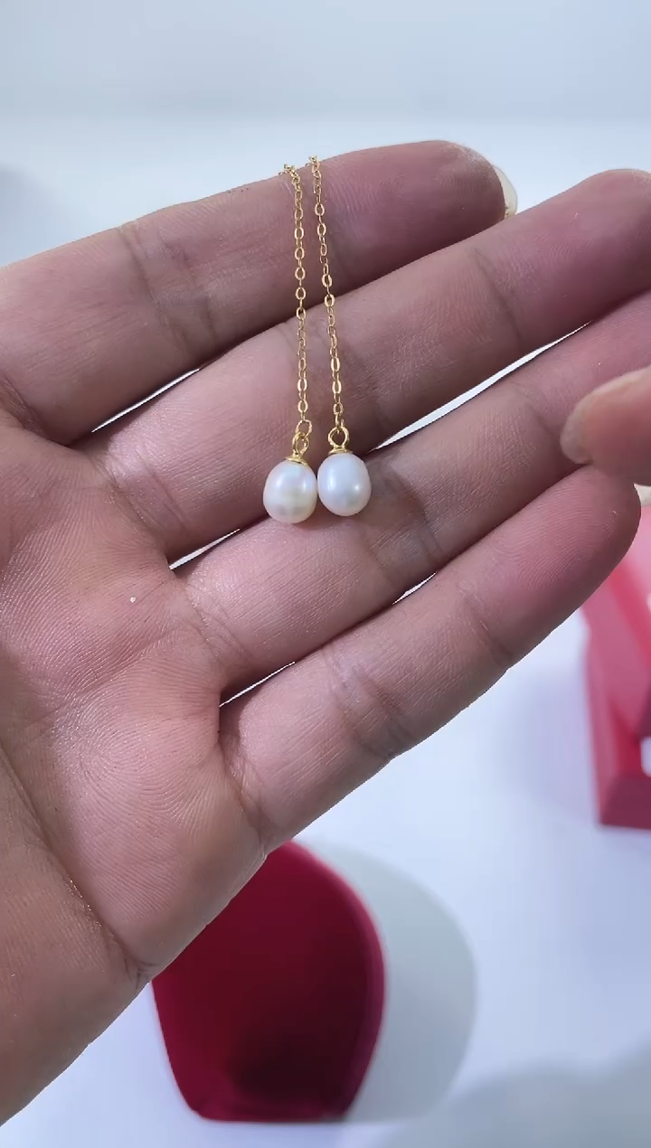 银S925镶嵌耳饰淡水珍珠耳饰