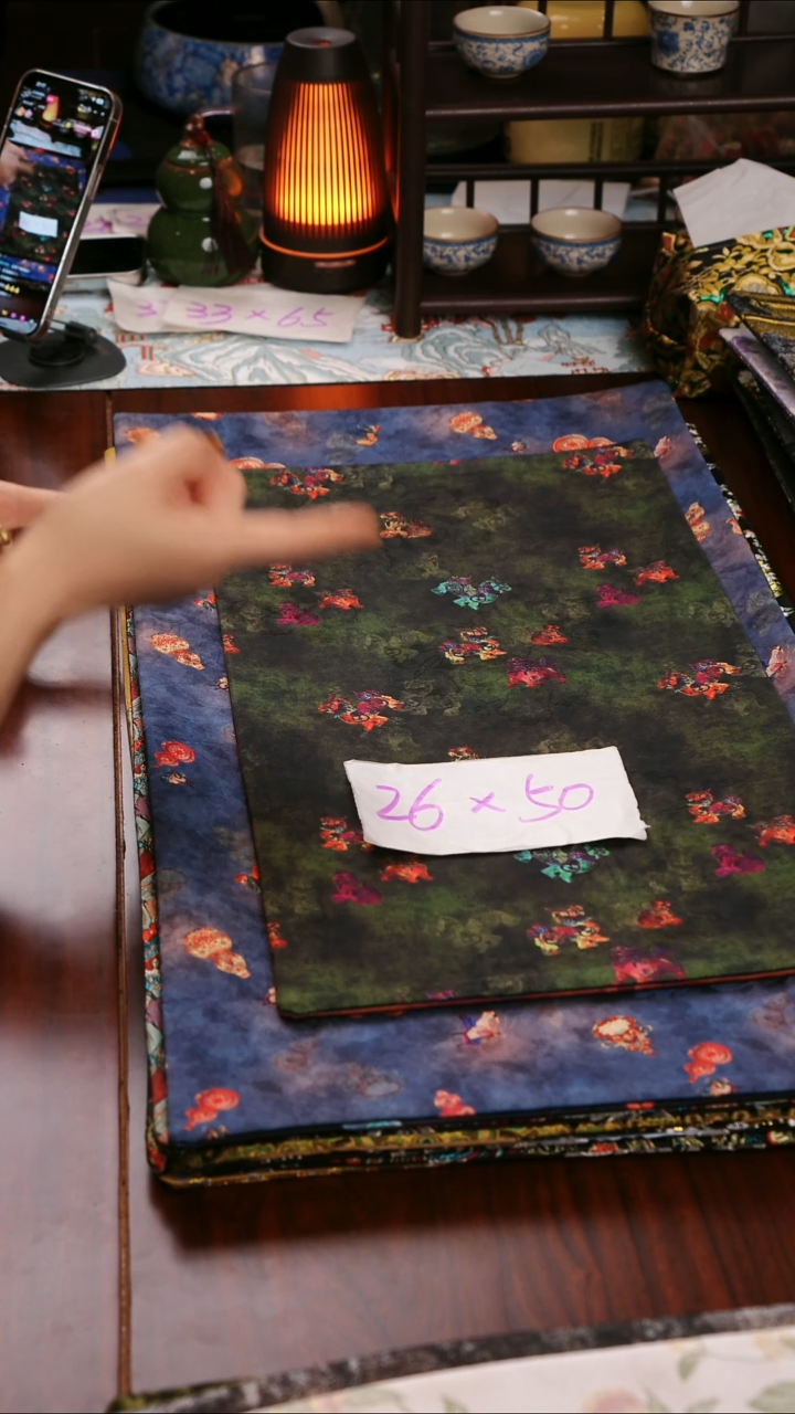 【麒麟棕绿双面】中国风干泡织锦茶席26*50