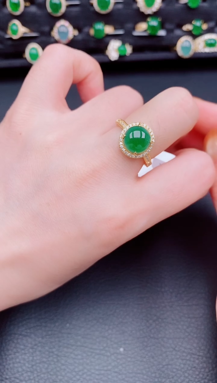 【闪购商品】翡翠戒指银S925镶嵌天然a货翡翠82