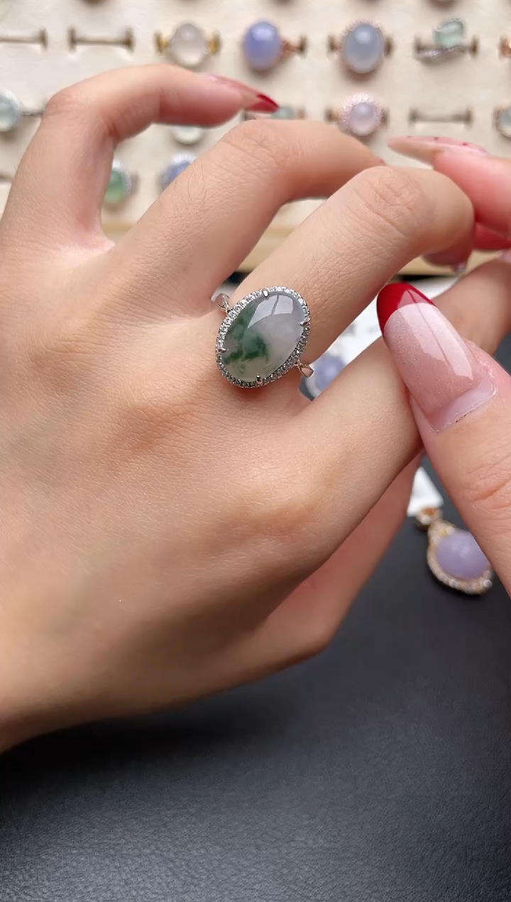 【闪购商品】翡翠戒指银S925镶嵌一物一证一礼盒