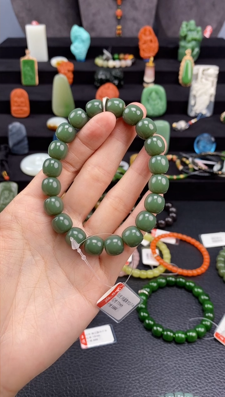 【闪购商品】和田玉-未镶嵌11mm鸭蛋青老型手串