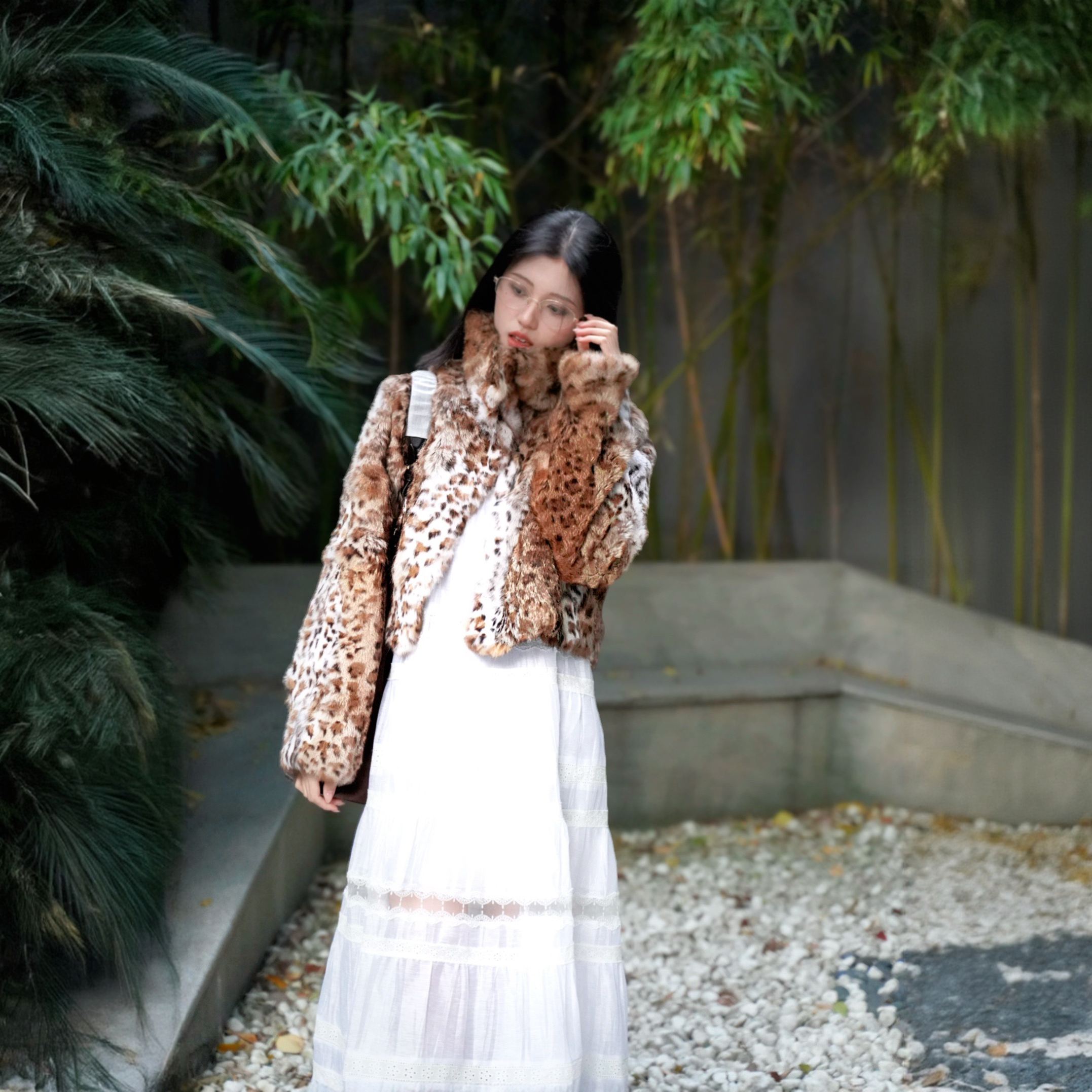 VIINS 中古老钱风个性晕染豹纹休闲年轻款外套女91061