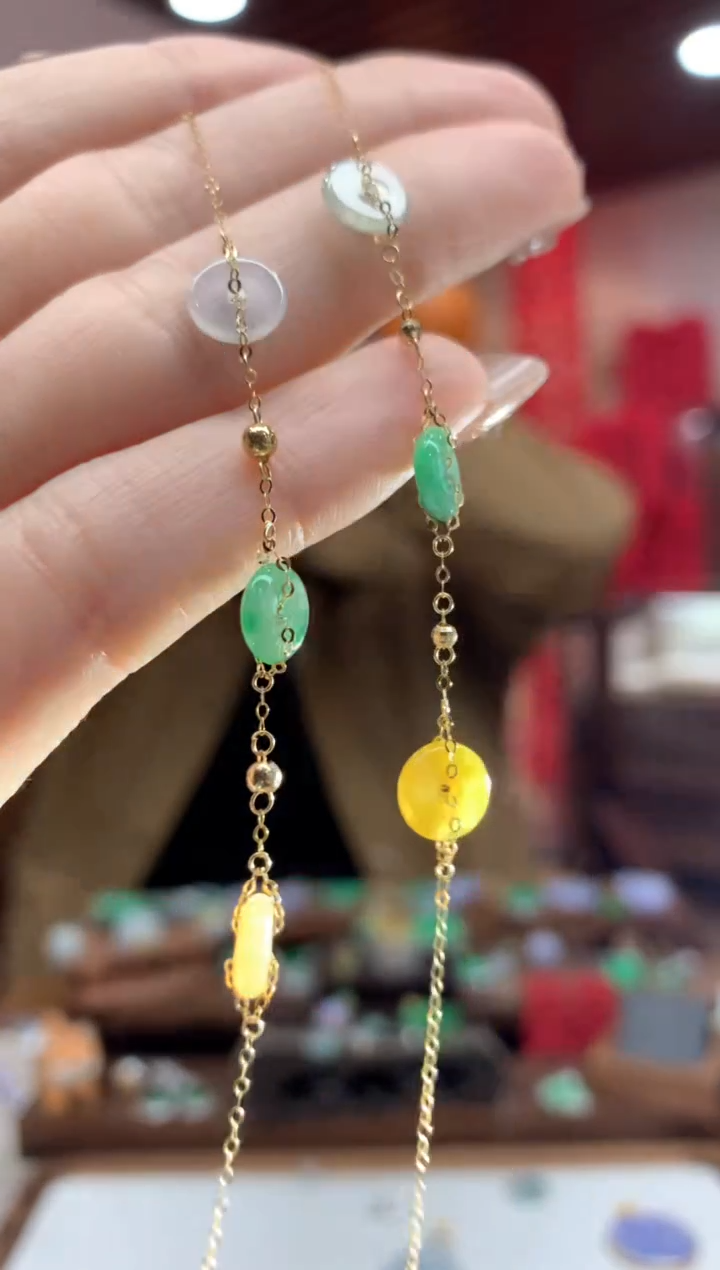 【闪购商品】翡翠手链18K金镶嵌手链多样性发货1件