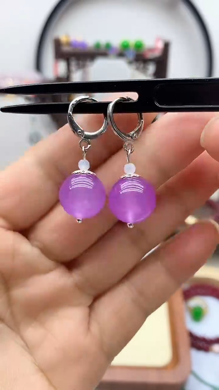 【闪购商品】翡翠耳饰银S925镶嵌翡翠156