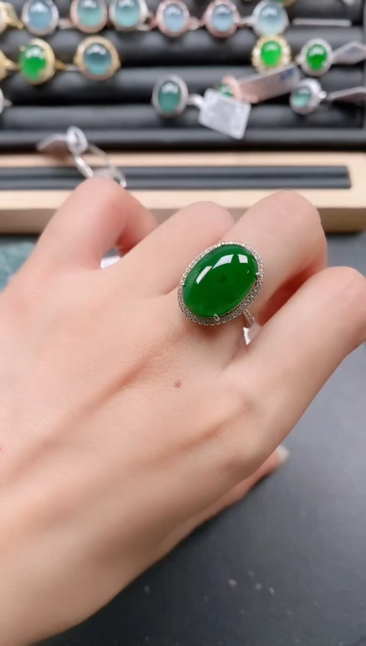 银S925镶嵌戒指翡翠11111