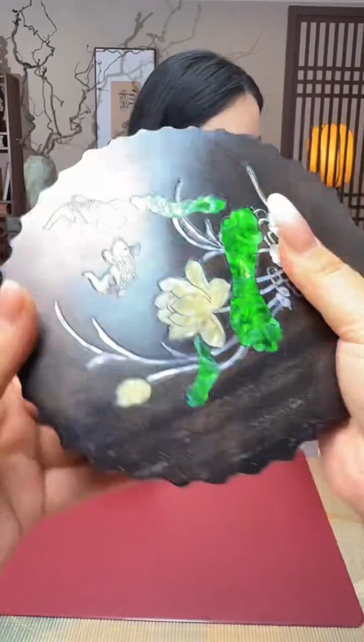 珐琅足银I 甄选好物彩贝紫檀镶嵌一木挖底座