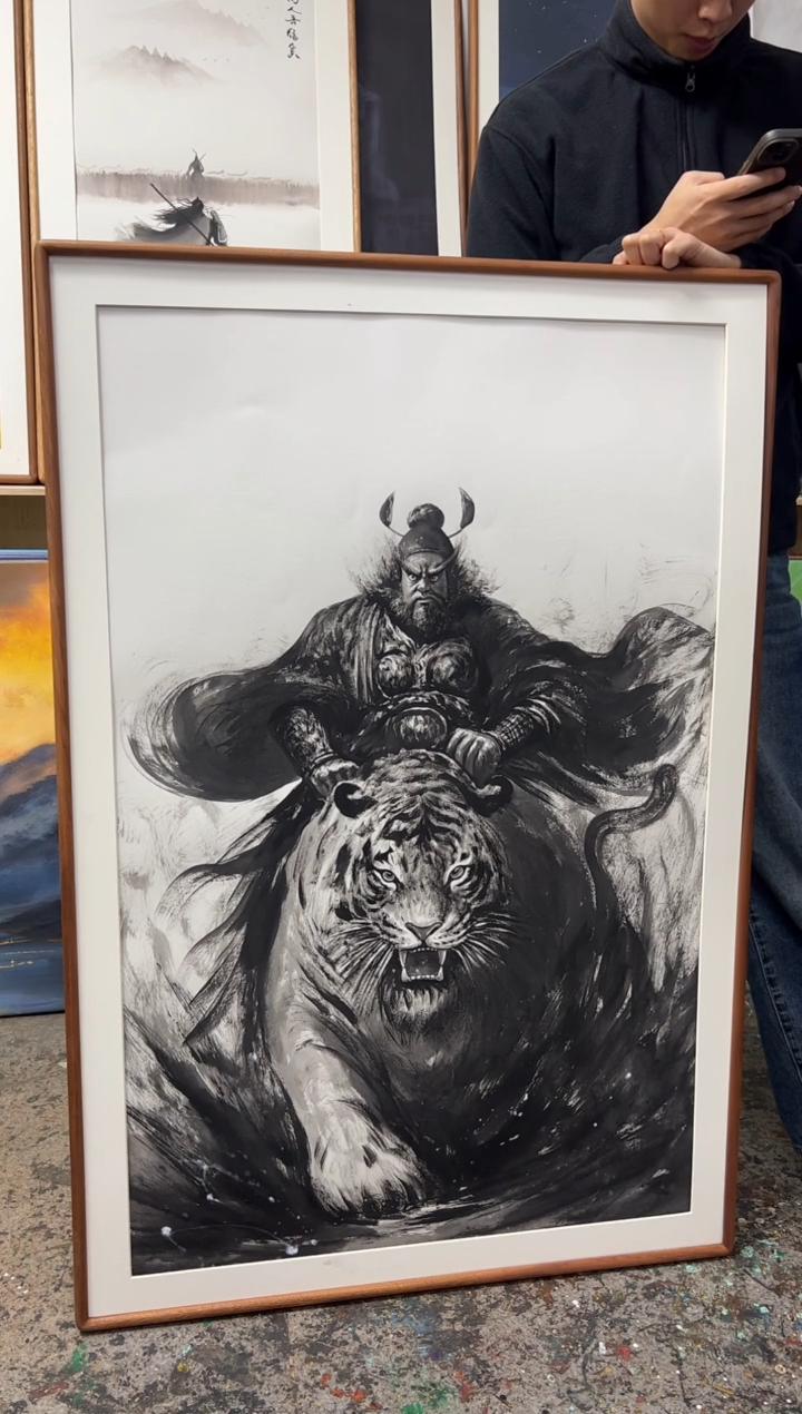 丙烯画M****l北北老师钟馗精装裱