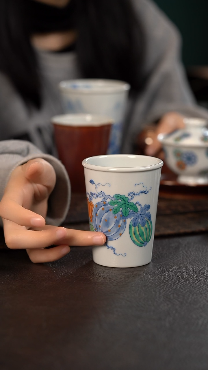 【闪购商品】杯云霞珍藏斗彩瓜蝶绵绵可乐杯