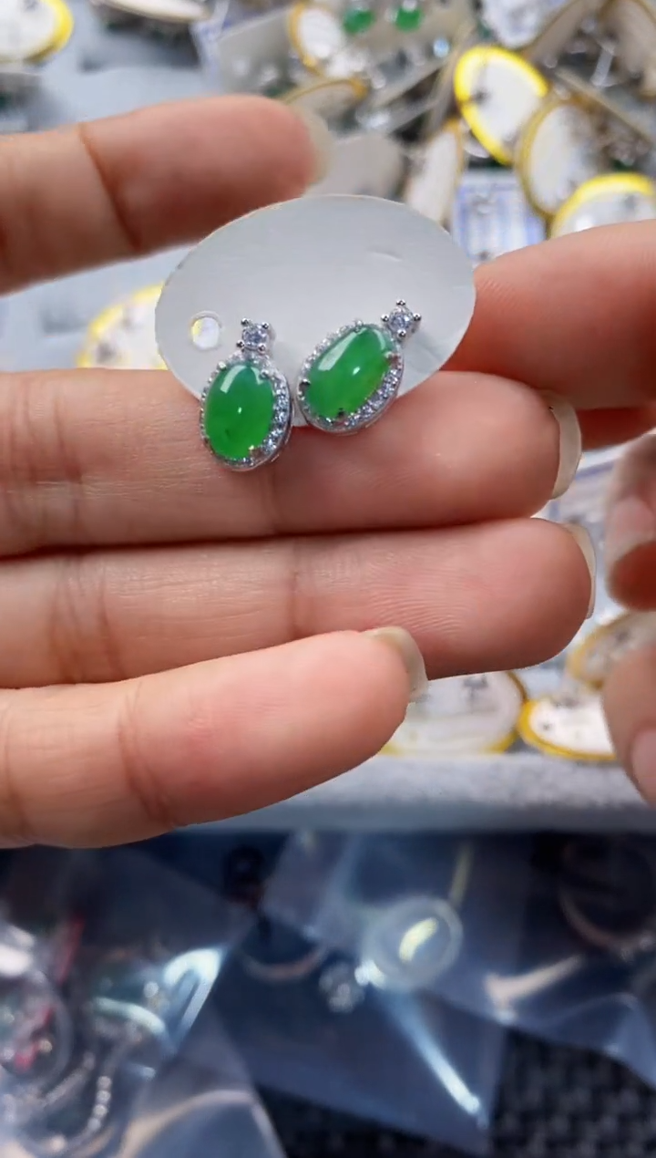 银S925镶嵌戒指翡翠222----2