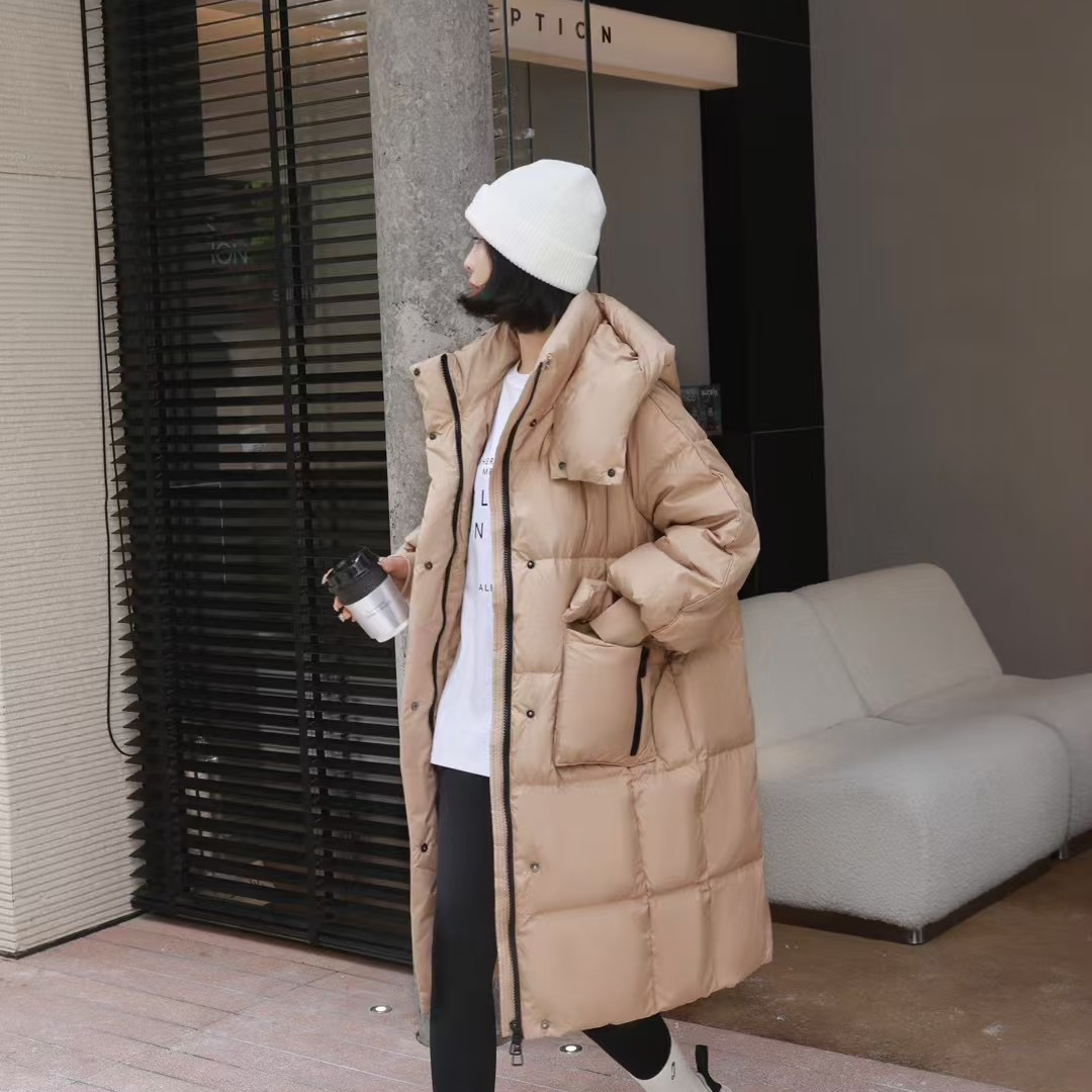 【冬日神器】品牌韩版泡芙宽松时尚连帽过膝中长款加厚超保暖羽绒服