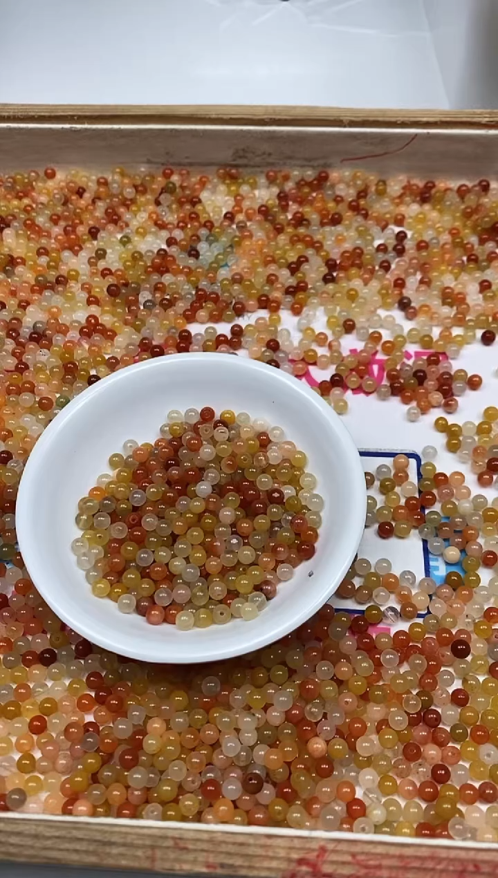 石英质玉散珠未镶嵌B408 三彩金丝玉4mm108颗8元