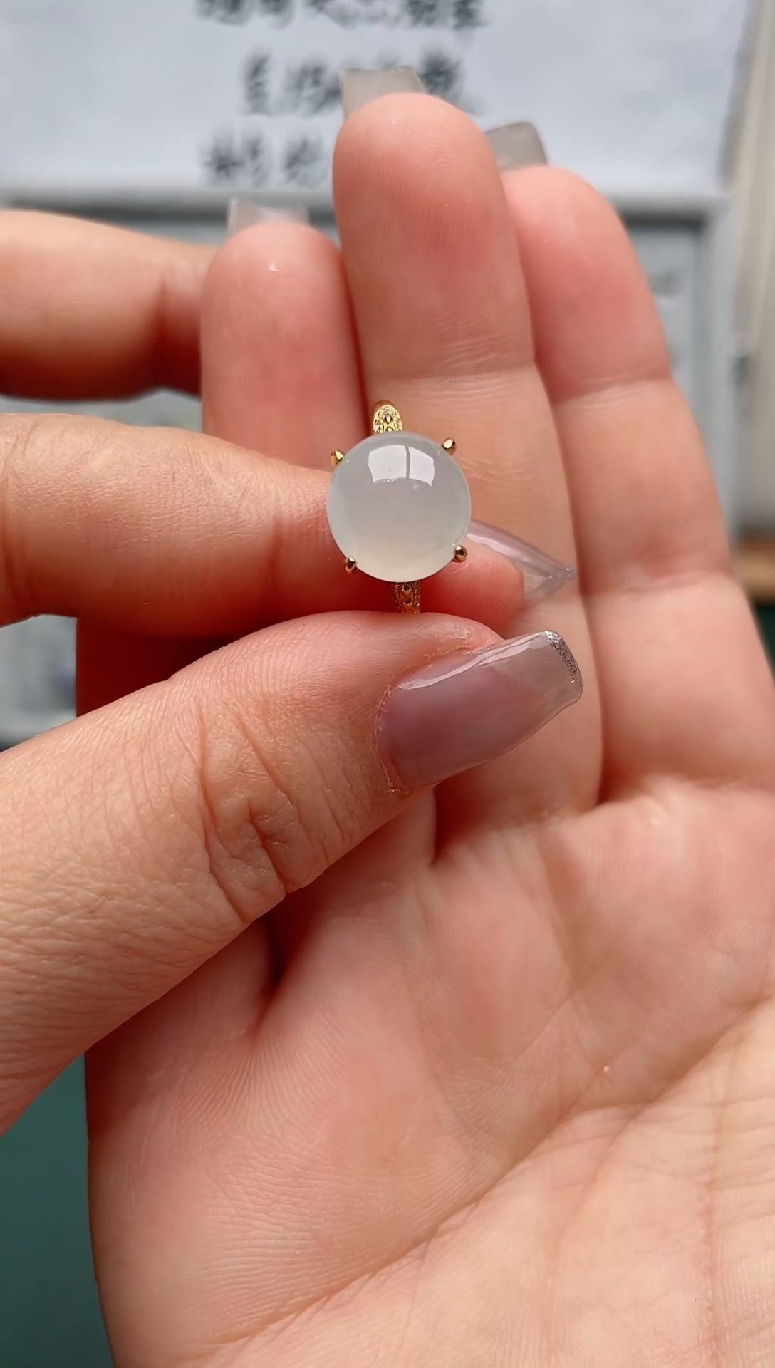 翡翠戒指银S925镶嵌.