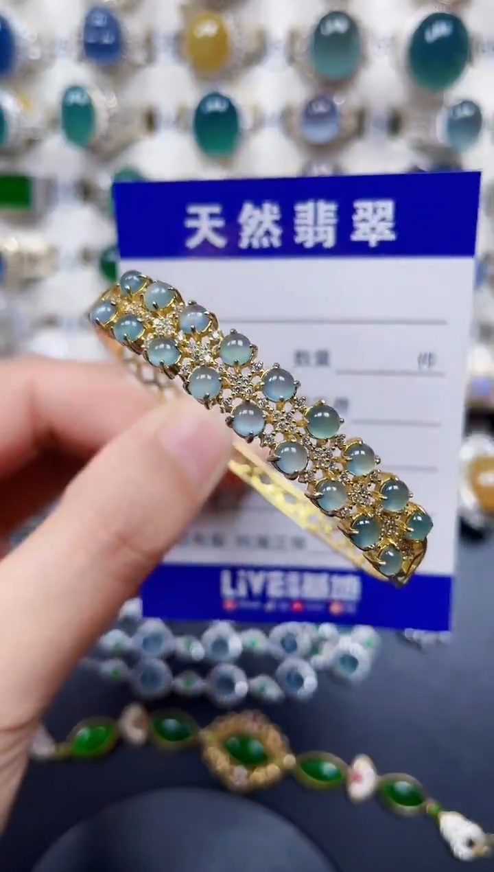 银S925镶嵌手镯翡翠149