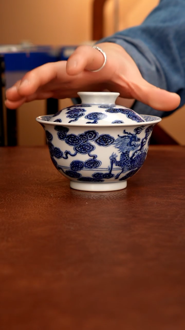 摆件陶景德镇瓷器，青花瓷手绘茶具~