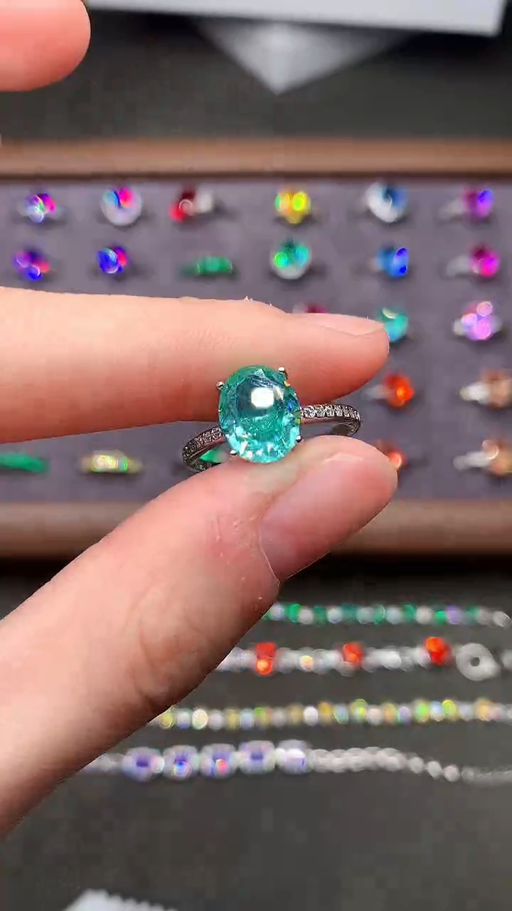 【闪购商品】帕拉依巴碧玺戒指银S925镶嵌·····