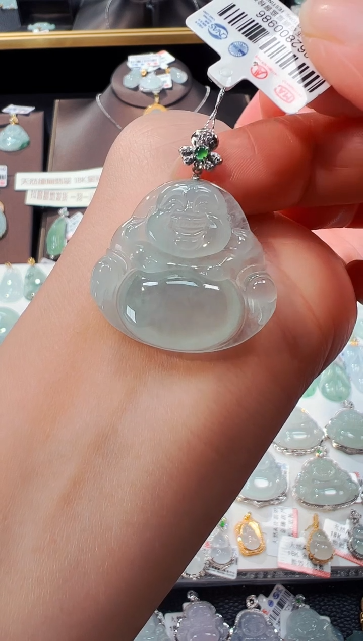 【闪购商品】翡翠吊坠(不含链)18K金镶嵌佛公吊坠986