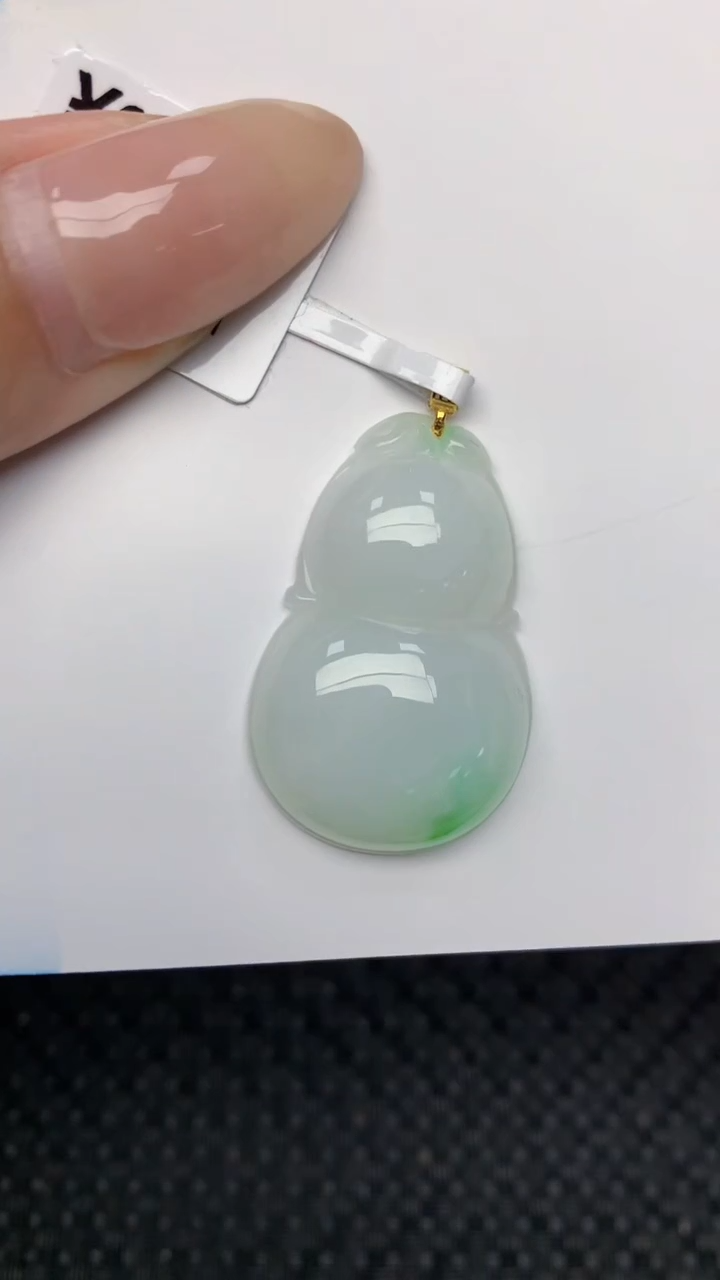 翡翠18K金镶嵌颈饰天然翡翠a货