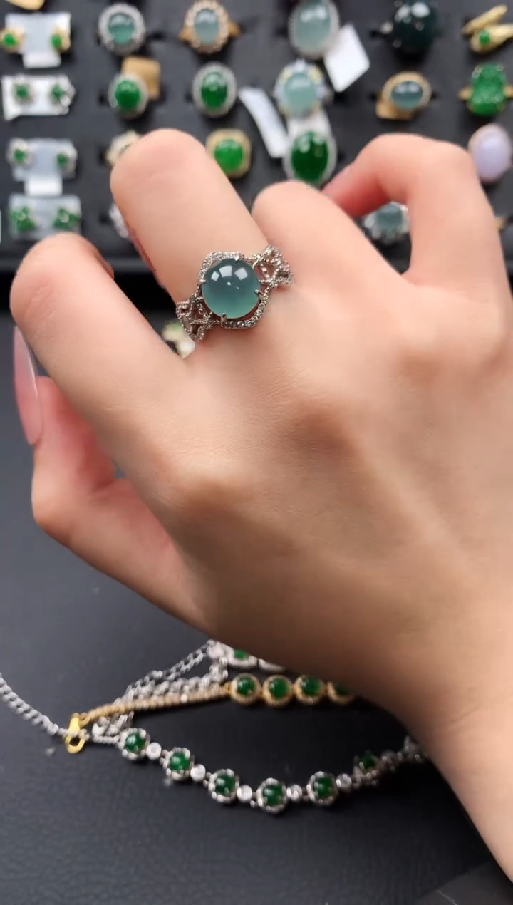 【闪购商品】翡翠戒指银S925镶嵌52141